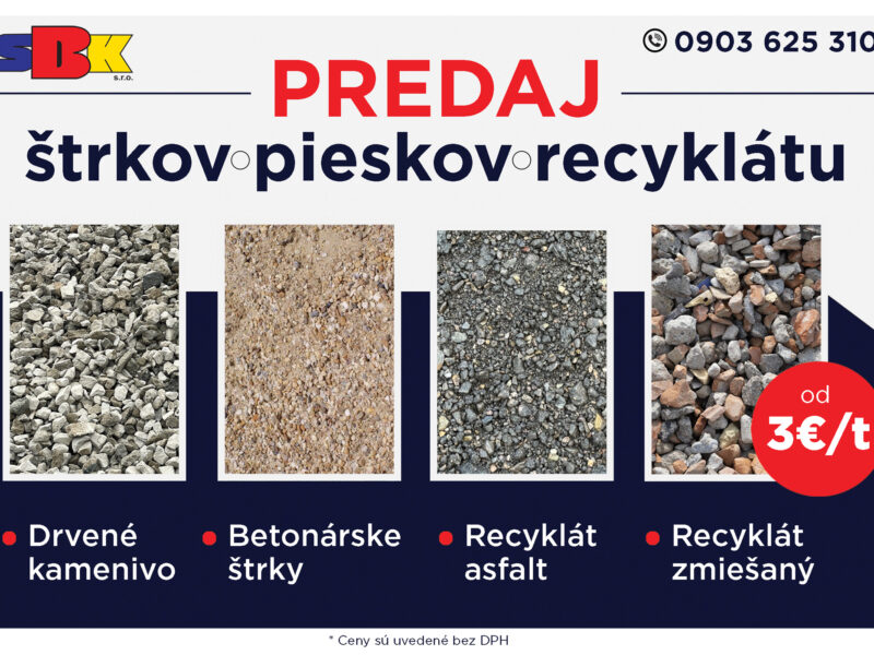 Pieskov Predaj štrkov a pieskov - cenník - SBK, s.r.o. Vranov nad Topľou